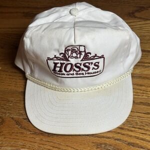 Vintage Hoss's Steak and Sea House Hat Cap‎ Strap Back Restaurant Promo Mens 90s